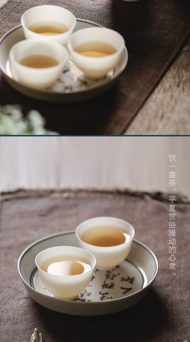 Become precious little super thin foetus biscuit firing suet jade white porcelain kung fu tea tureen suit household make tea cup set