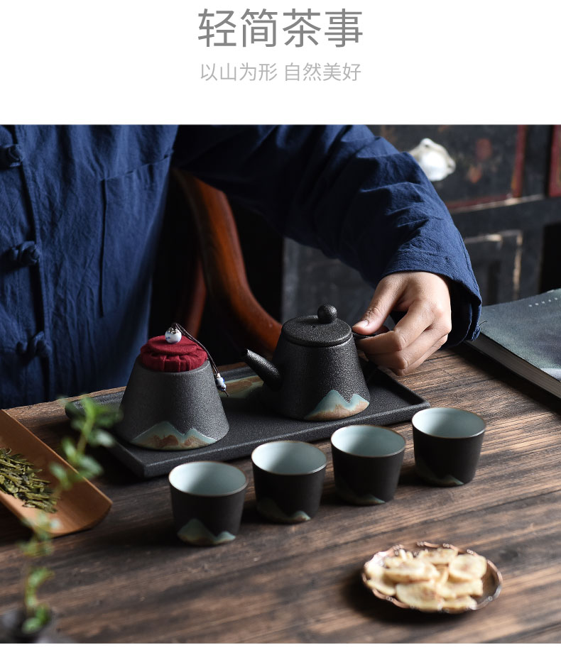 By understanding the modern distant mountains kung fu tea set of black suit creative landscape home tea tray cup teapot tea pot