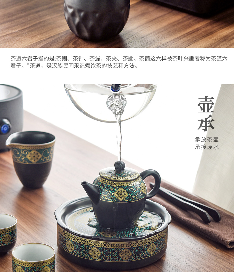 "Precious little gold heap craft ceramic kung fu tea set household contracted dry tea cup lid bowl dish