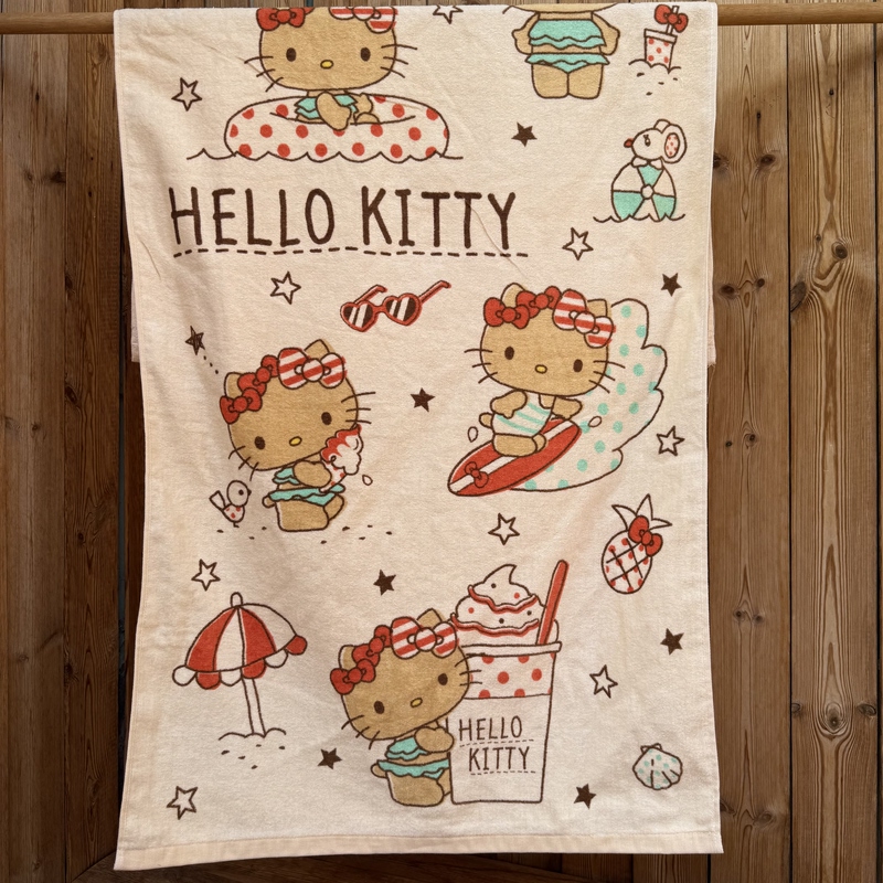 Cartoon Anime Hello Kitty Pure Cotton Bath Towel, Absorbent and Soft, All-Cotton Baby Girl Wrap Towel, Daily Use