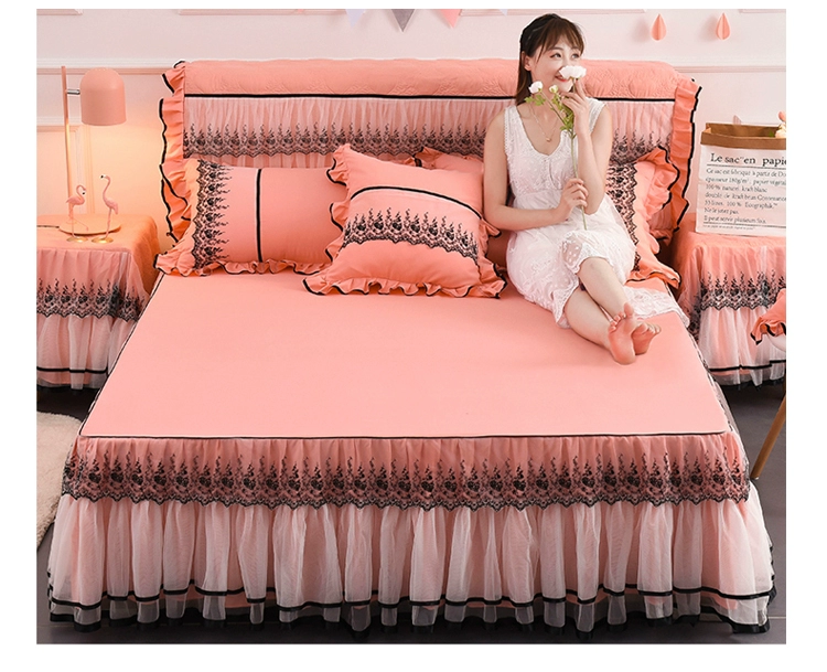 INS công chúa Hàn Quốc ren bedspread giường váy một mảnh trượt lưới Ruffles ren đỏ DN giường 1.51.82.0 - Váy Petti