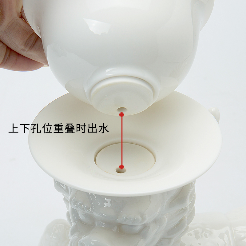 Jane qualitative lazy automatic kung fu tea cups of a complete set of dehua porcelain tea set creative move jade kirin white porcelain teapot