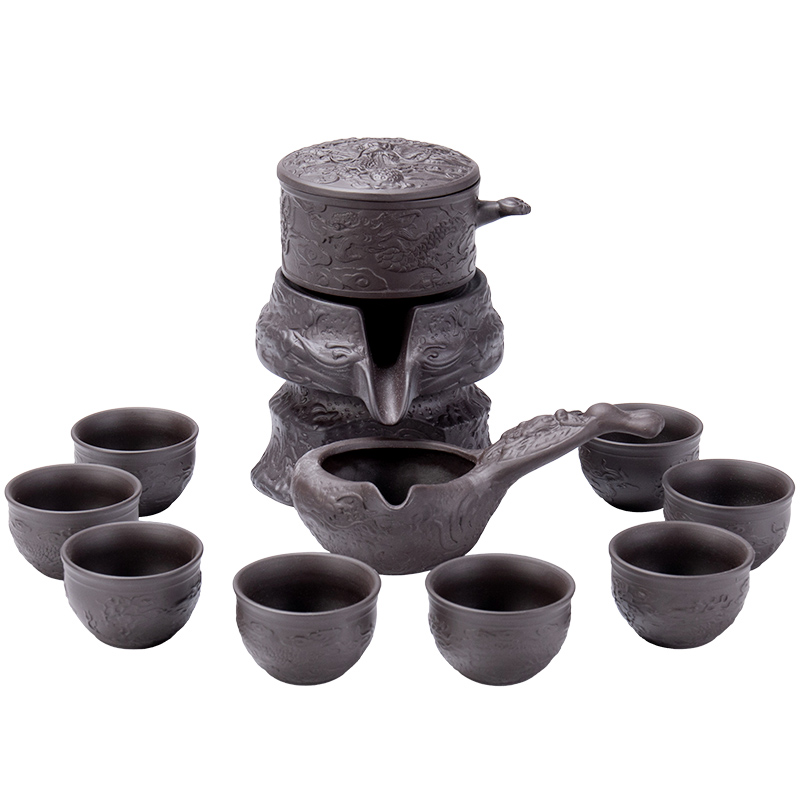 Automatic purple sand tea set home sitting room Shi Mopan lazy teapot office fortunes cups
