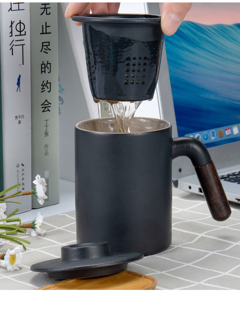 Contracted filtration separation of tea tea cup of office household ceramic tea cups with cover keller cup