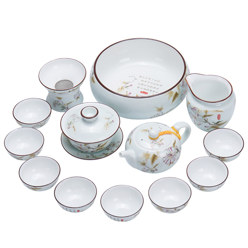 White porcelain tea set suit household ceramics kung fu tea cups contracted sitting room of Chinese style tea the whole office