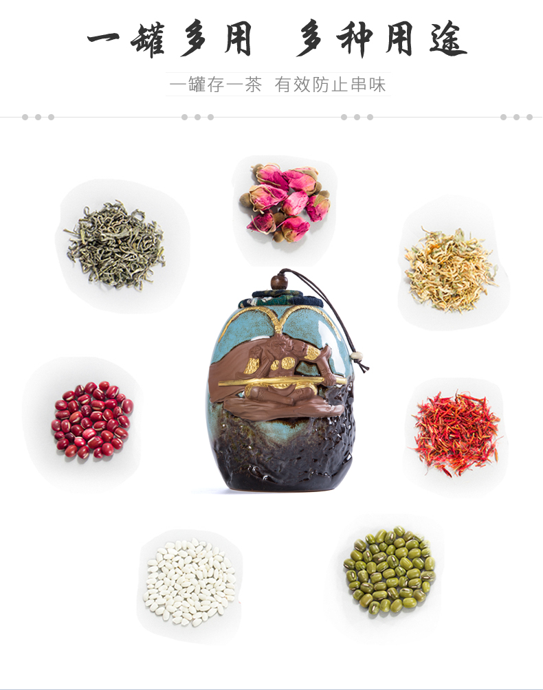 Home to Chinese style tea caddy fixings ceramics box creative move fashion place small portable storage tank sealing