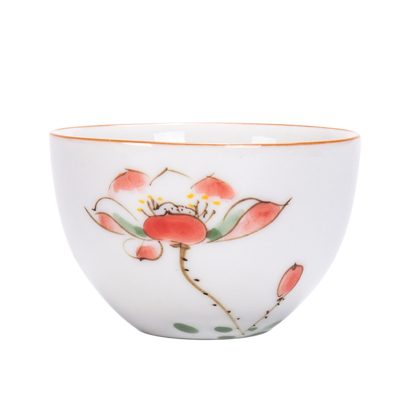 Hand - made pure manual single master cup tea cup white jade porcelain sample tea cup personal kunfu tea bowl suit