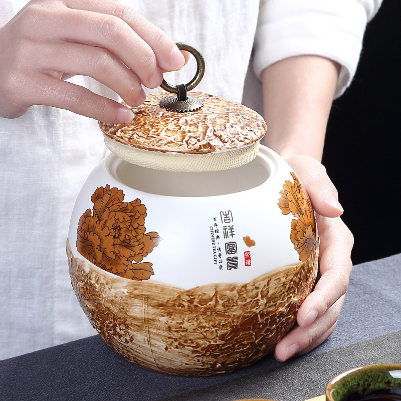 Jane stone quality, and the ceramic tea canister glaze circular storage POTS general tea pot a large receive with cover by hand
