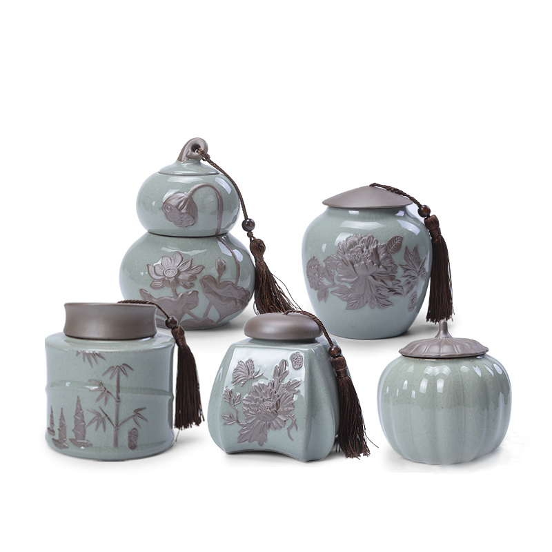 Elder brother up with household gourd tea pot ceramic seal moisture storage POTS wake tea urn large red green tea tea boxes