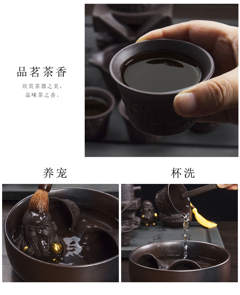 Creative lazy Shi Mopan teapot domestic tea is half automatic small purple sand tea sets kung fu tea set