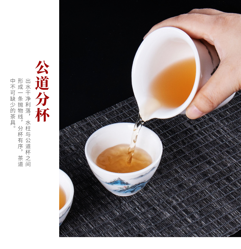 Dehua suet jade white porcelain tea sets a visitor office make tea ultimately responds teapot teacup small household contracted kung fu