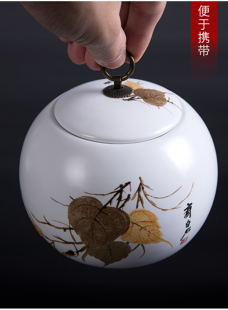 White porcelain sealed container storage tank caddy fixings ceramic tea set accessories creative hand - made home large puer tea