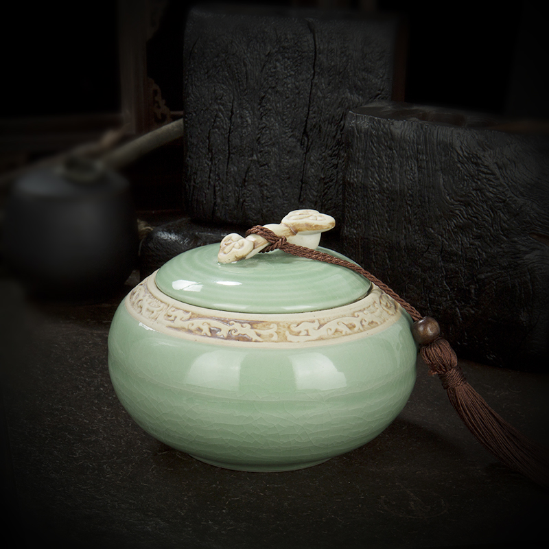 Jane quality ceramic seal tank elder brother up with crack caddy fixings kung fu tea set with parts storage POTS pu - erh tea boxes