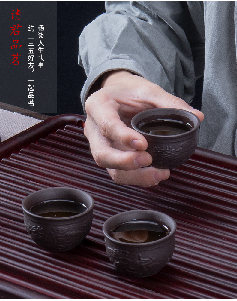 Automatic purple sand tea set home sitting room Shi Mopan lazy teapot office fortunes cups