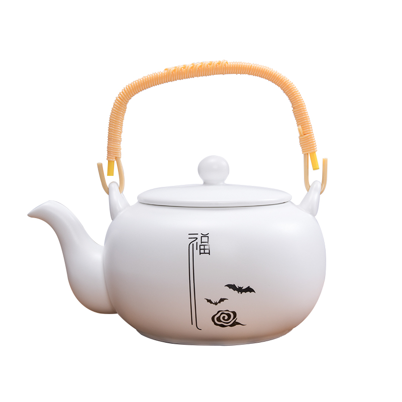 Ceramic teapot tea ware household white porcelain pot set single pot small Japanese girder kung fu tea set spare parts