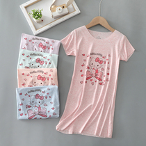 Girls night dress summer thin ice silk Modal incognito homewear Cute super cute childrens parent-child pajama skirt