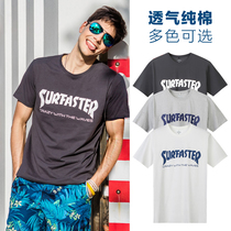 Summer cotton round neck sports beach T-shirt seaside vacation couple suit Korean version of short-sleeved loose T-shirt men