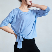 QSQG yoga clothes top long-sleeved womens straps style striped long-sleeved professional loose fitness clothes summer thin section