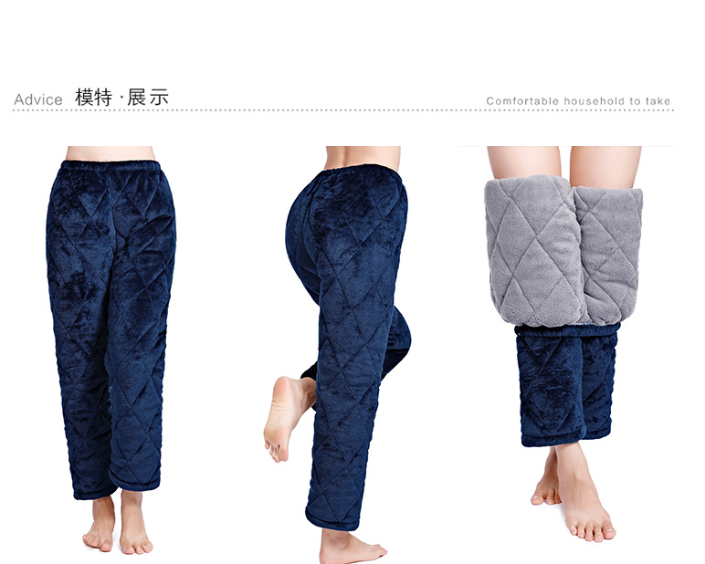 Quần cotton nữ mùa đông đặc biệt dày ba lớp flannel nhung nhung ngủ Quần cotton nhà cộng với quần béo quần đũi nữ