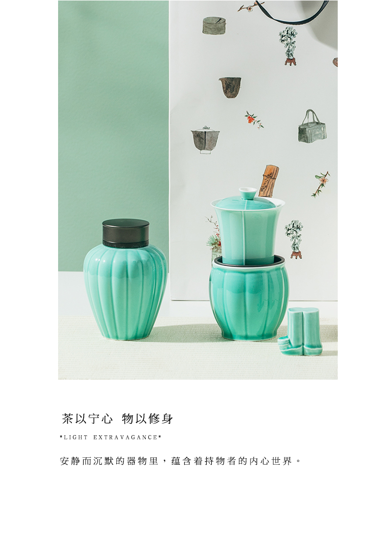 The Self - "appropriate content iris green tea pot seal pot small POTS jar of jingdezhen ceramic tea storage tanks