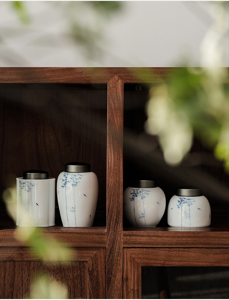 Jingdezhen hand - made ceramic pot pot caddy fixings ceramic POTS sealed tank sealing small portable storage tea tin