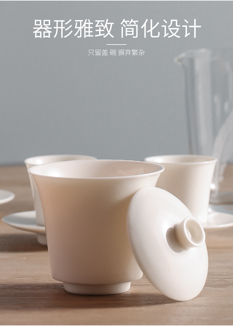 The Self - "appropriate content of jingdezhen manual white apricot tureen single use kung fu tea set suit Japanese white porcelain cup