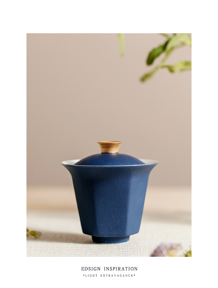 The Self - "appropriate content sapphire blue jingdezhen tureen single bowl tea cup manually restore ancient ways kung fu tea set