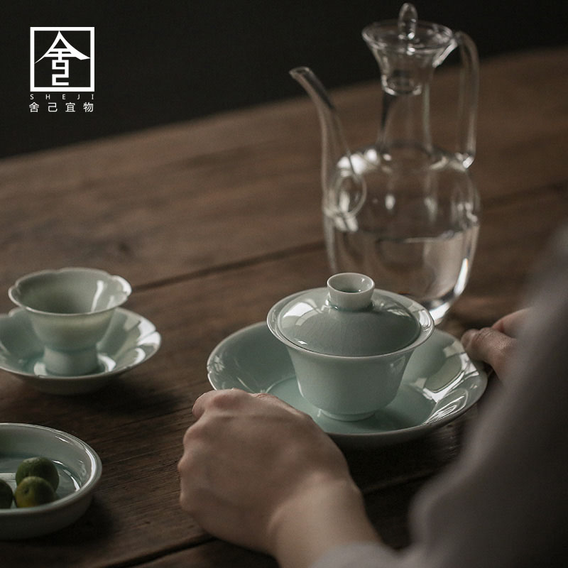 Tureen jingdezhen only three cups of kung fu tea Japanese them thin body large pure manual bowl tea tea