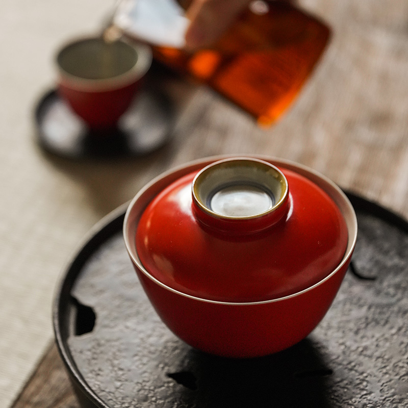 Jingdezhen manually without Joe tureen bowl three cups to tea bags are matte enrolled white porcelain coarse pottery single GaiWanCha suit