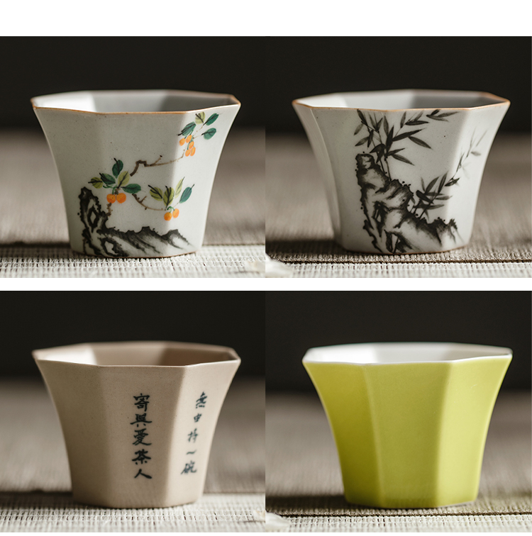 The Self - "appropriate material sample tea cup of jingdezhen ceramic cups hand - made retro mix small single CPU kunfu tea tea cups