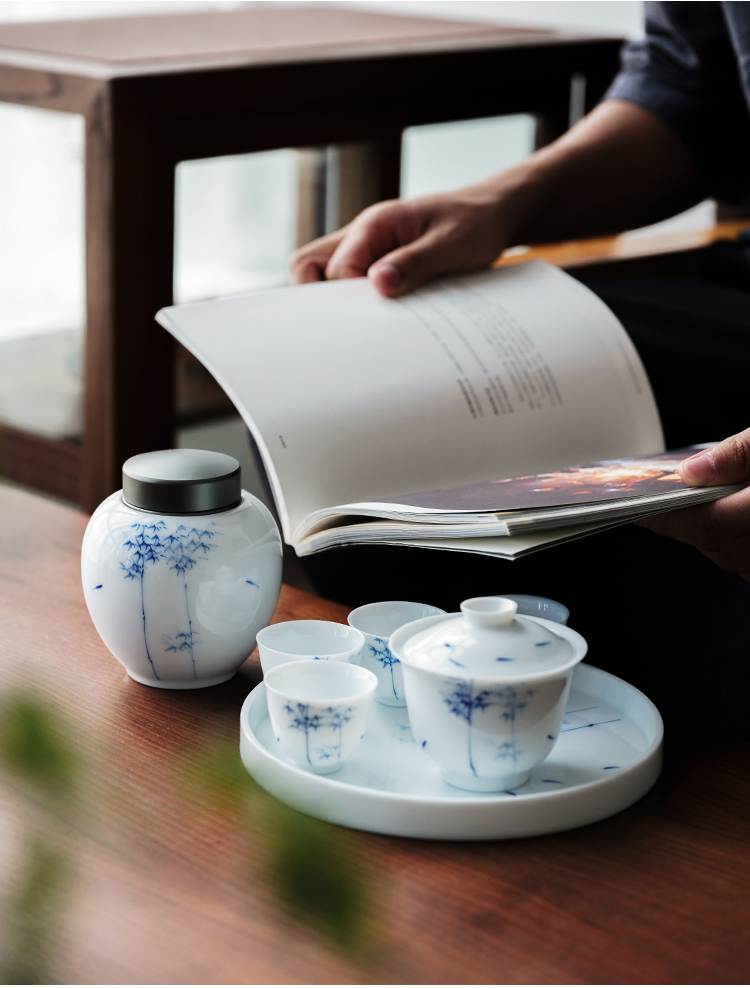 Jingdezhen hand - made ceramic pot pot caddy fixings ceramic POTS sealed tank sealing small portable storage tea tin