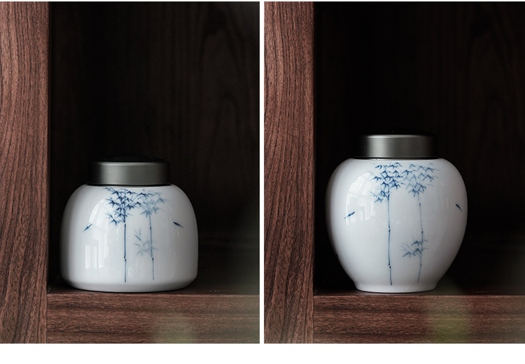 Jingdezhen hand - made ceramic pot pot caddy fixings ceramic POTS sealed tank sealing small portable storage tea tin