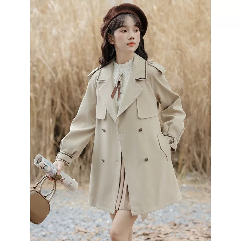 Осеннее trench coat, куртка, корейский стиль, для подростков, британский стиль