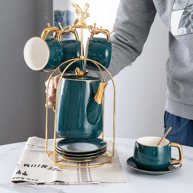 European style coffee, coffee cups and saucers suit ceramic business gifts camellia tea tea set take to receive in the afternoon