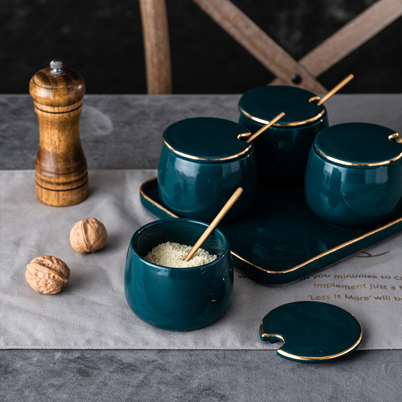 Nordic light key-2 luxury green up phnom penh ceramic salt sauce condiment jar of caster sugar 4 times the kitchen shelf suits for
