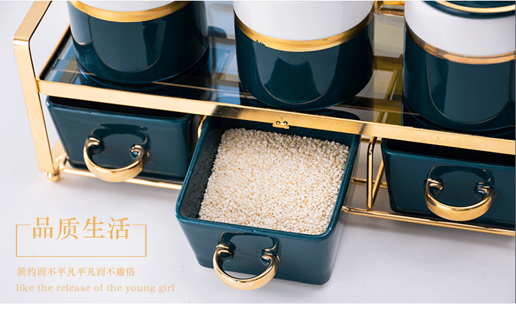 BaiSiLin seasoning sauce pot double suit household ceramics monosodium glutamate seasoning box box oil salt shaker combination