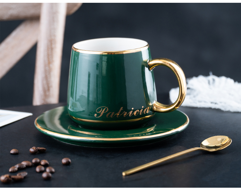 Ceramic coffee cup creative European - style coffee cups and saucers suit household contracted camellia tea cup with a spoon, gift box in the afternoon