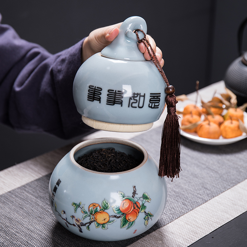 Gourd tea pot ceramic seal small medium save tea storage tank with portable tea caddy fixings tea sets