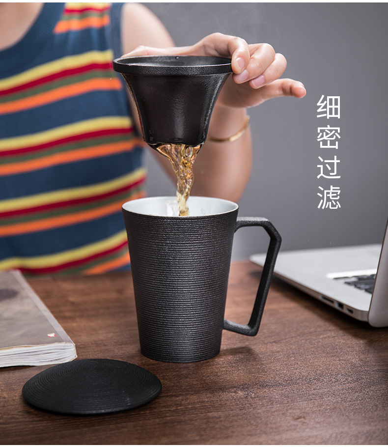 Treasure minister 's ceramic tea cup household water filter with cover tea separate office high capacity - men and women