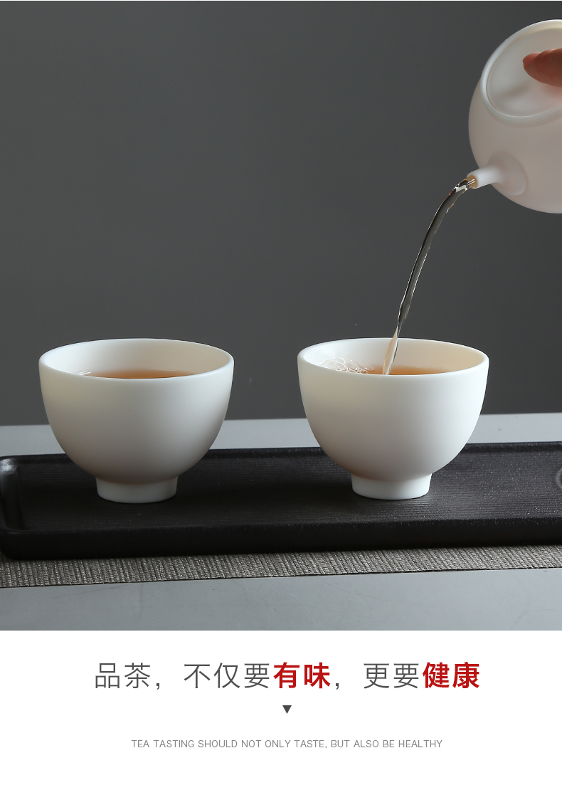 Dehua white porcelain biscuit firing without glaze 】 【 suet jade kung fu tea cups hat cup single ceramic tea cup master CPU