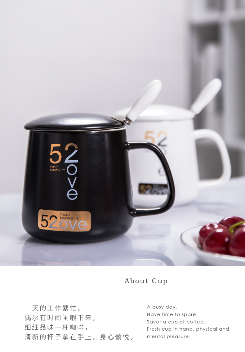 Cup of creative move trend ceramic keller with spoon, coffee Cup Cup men 's and women' s custom LOGO