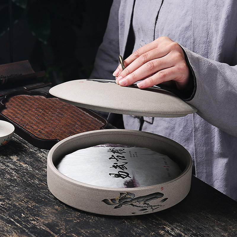 Puer tea cake tea pot ceramic seal tank storage POTS receive a case size and white tea box of household