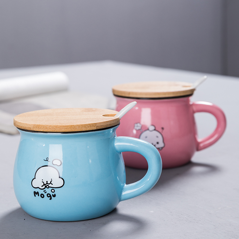 CPU individuality creative tide mark Cup with cover teaspoons of men 's and women' s ceramic coffee Cup breakfast Cup custom LOGO