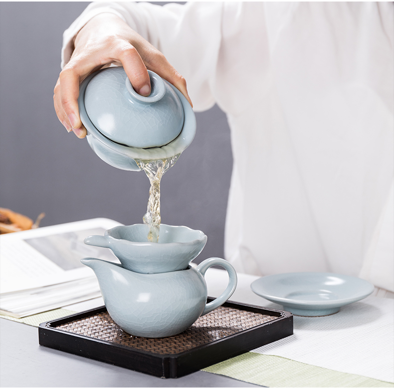 Ceramic tea set suit small household set your up kung fu tea set contracted three just tureen tea cups of a complete set of the teapot