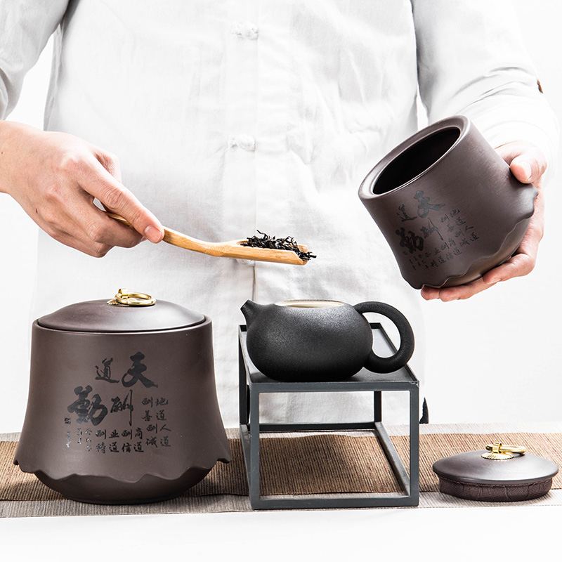Treasure minister 's purple sand tea pot, coarse pottery seal storage tank ceramics pu' er tea accessories