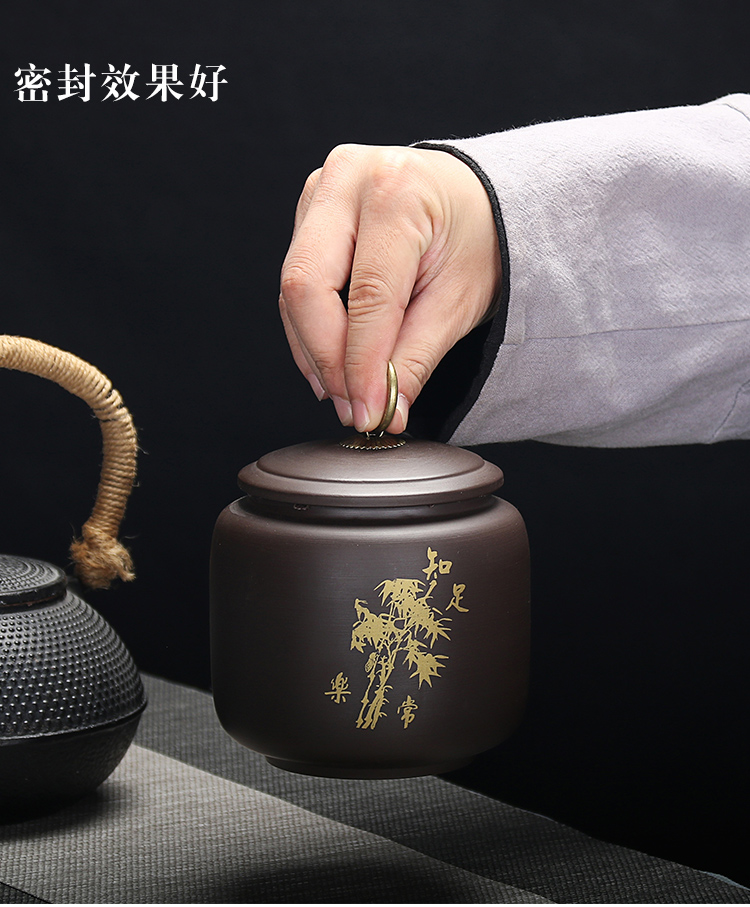 Big yards half jins caddy fixings ceramic seal pot small deposit tea storage tank with purple sand tea caddy fixings tea set