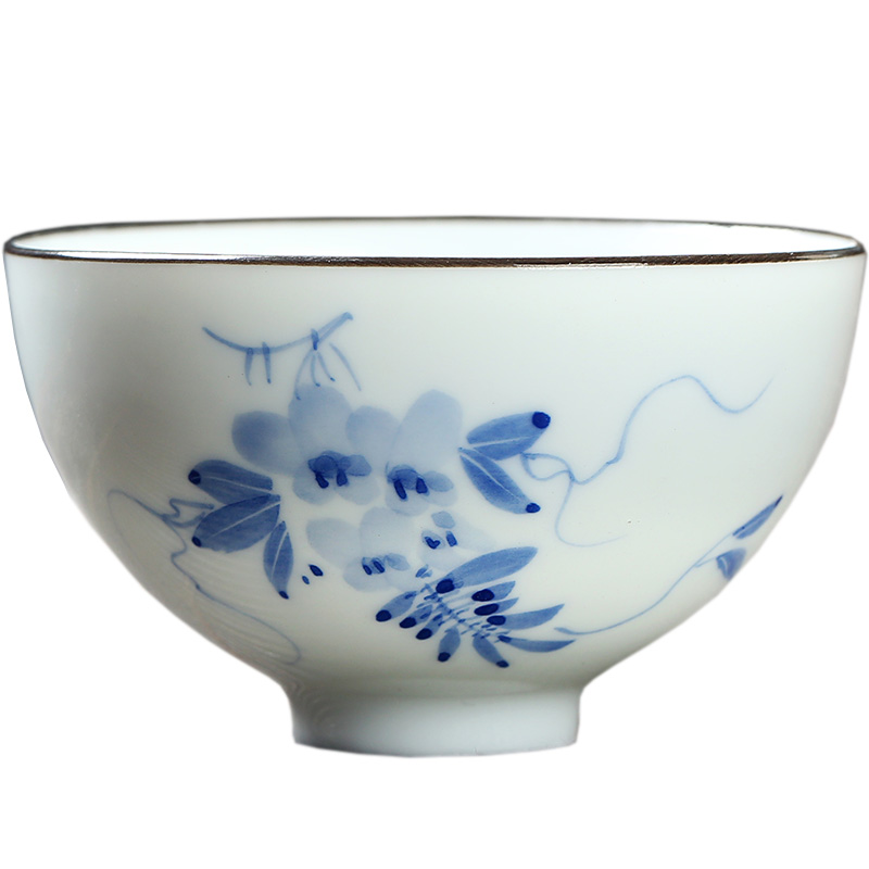 Treasure minister 's meditation is hand - made ceramic porcelain teacup tea cups master cup single CPU creative kung fu tea cups