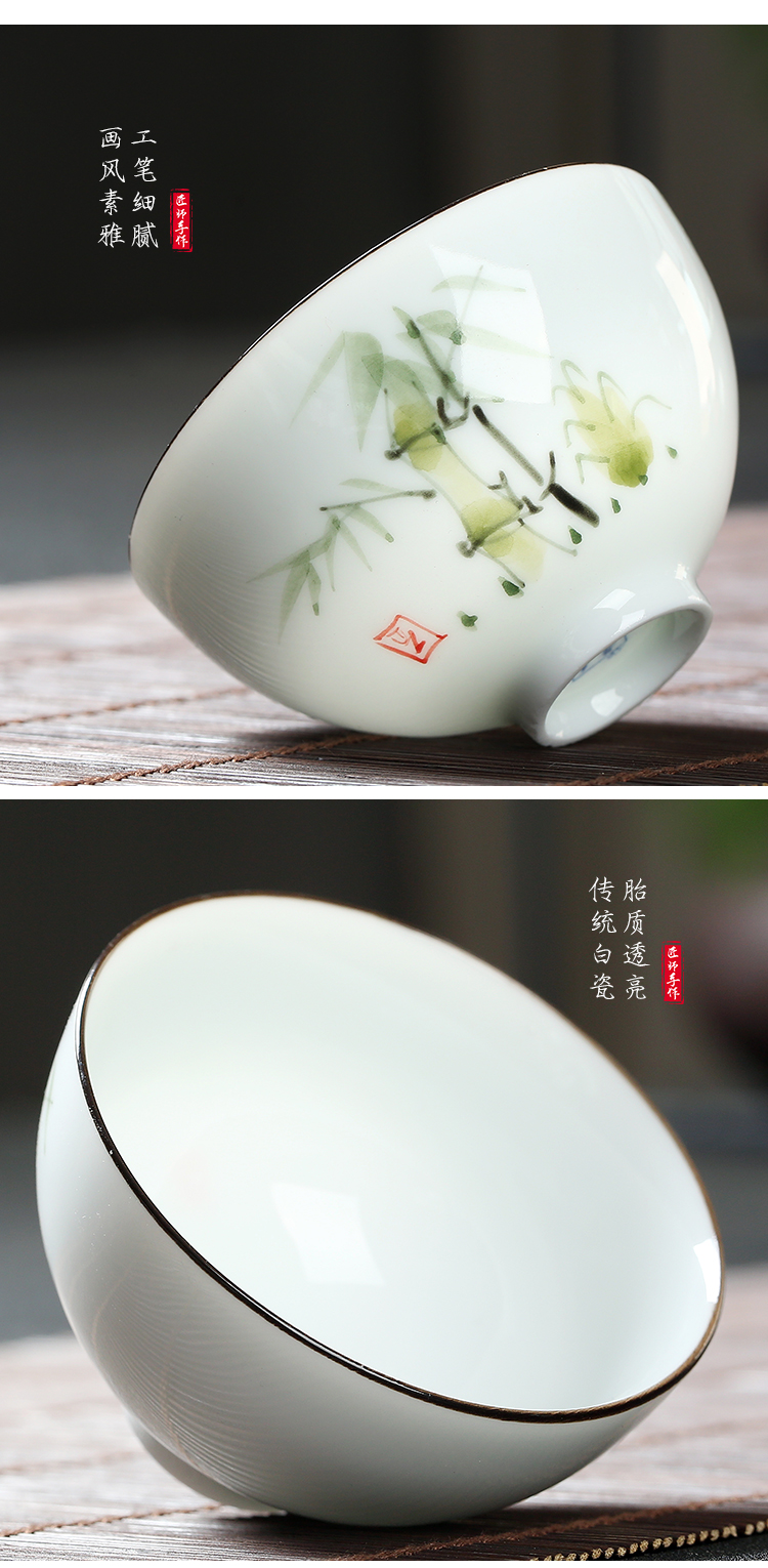 Treasure minister 's meditation is hand - made ceramic porcelain teacup tea cups master cup single CPU creative kung fu tea cups