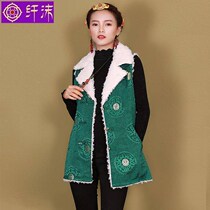 Winter original velvet vest long Tibetan dress female Tibetan clothing Hanfu improved Chinese style Tibetan national Tang dress