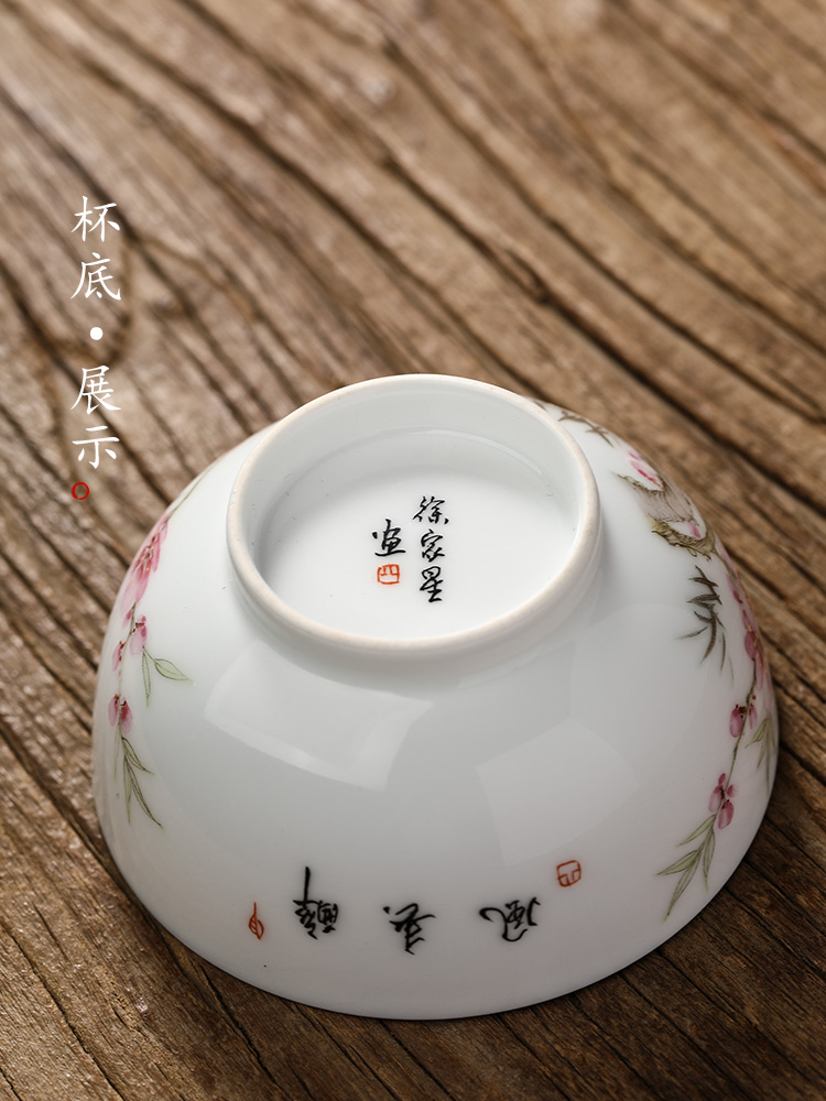 Pure manual water points peach blossom put blue and white kung fu master cup single CPU jingdezhen hand - made sample tea cup single tea cups